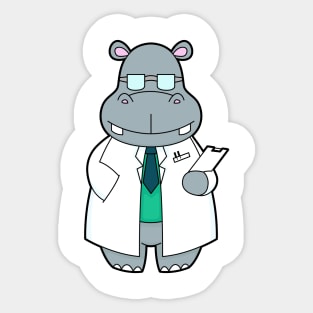 Hippo as Doctor with Smock Sticker